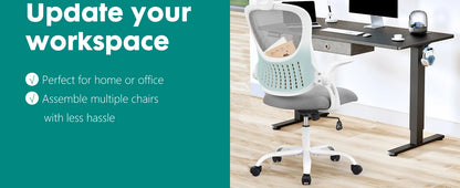 JHK Mesh Ergonomic Office Computer Desk Chair Flip-up Arms