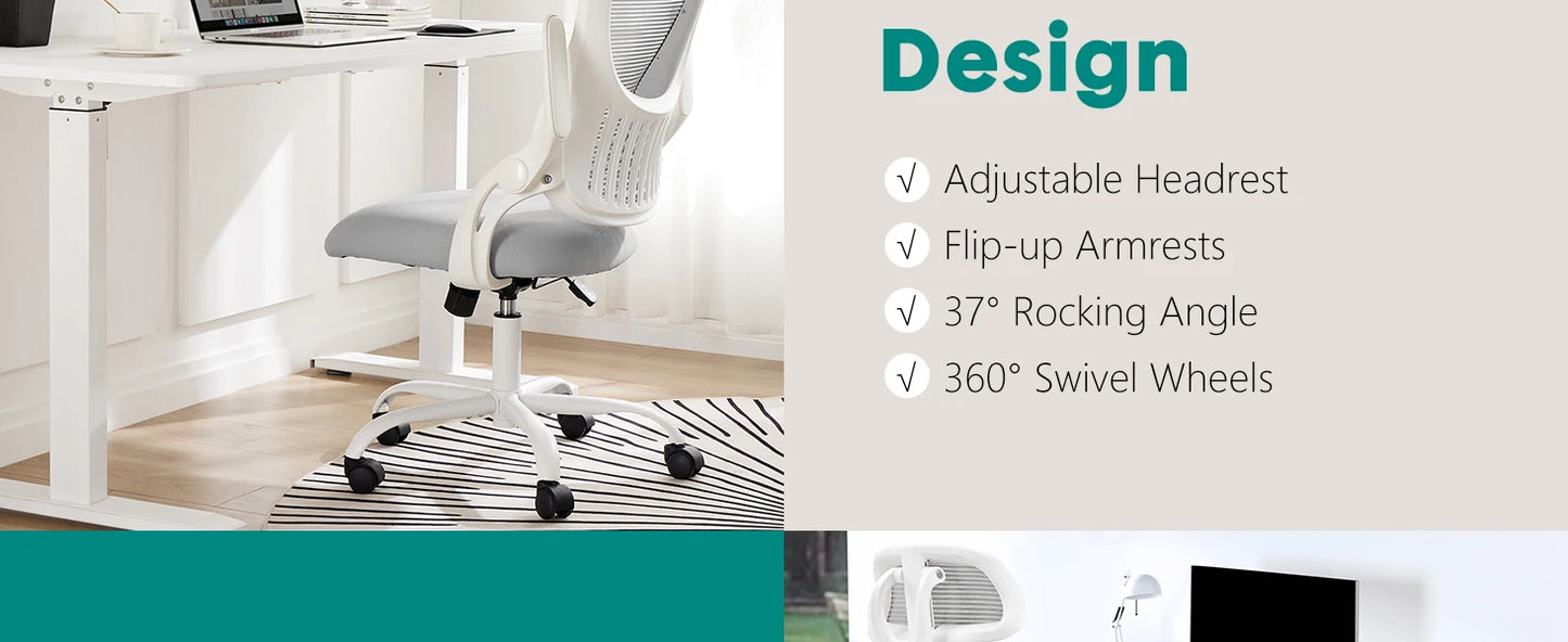 JHK Mesh Ergonomic Office Computer Desk Chair Flip-up Arms