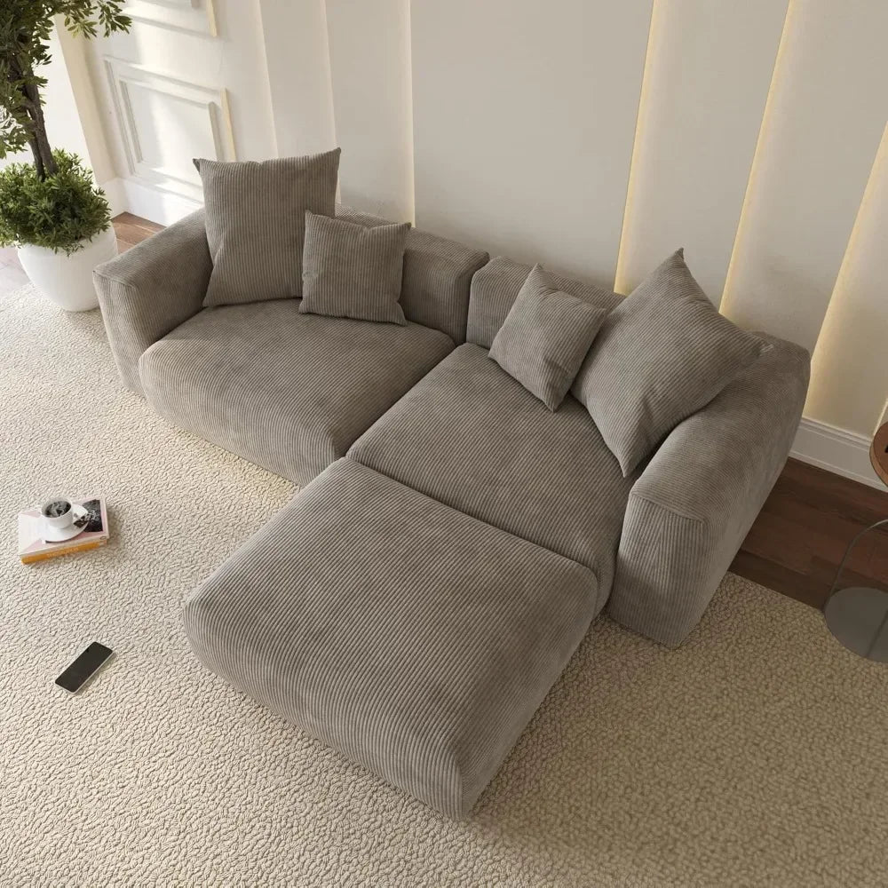 L-Shape Modular Sectional Sofa Couch, 102inch Oversized Love with 4 Pillows