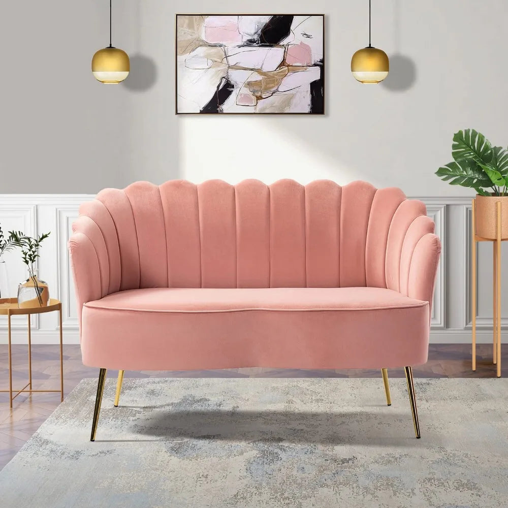 Velvet Loveseat Sofa with Flower Shaped Back