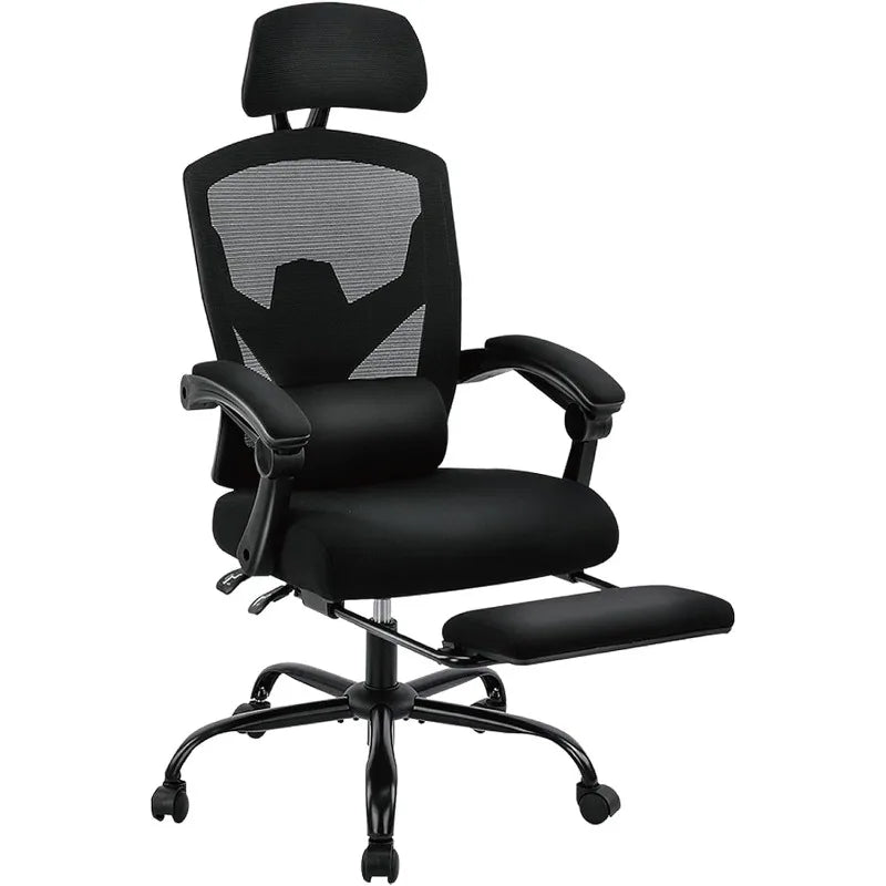 High-Back Mesh Rolling Swivel Reclining Chair with Wheels