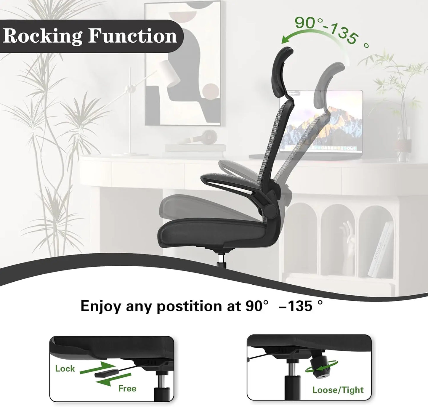 High Back Computer Desk Chair with Lumbar Support