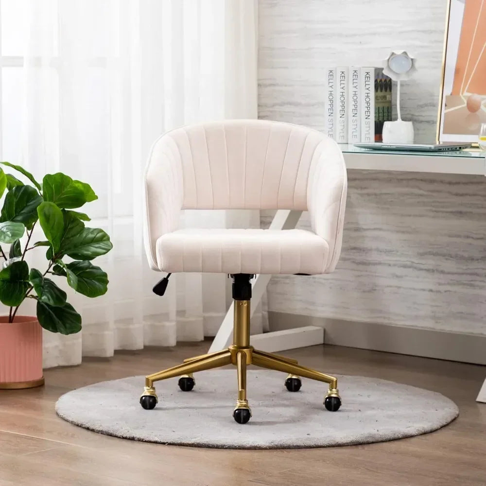 Home Office Chair Swivel Velvet Desk Chair Accent with Gold Base