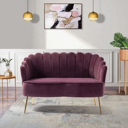 Velvet Loveseat Sofa with Flower Shaped Back