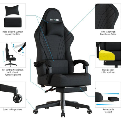 Gaming Chair, Computer Chair with Footrest and Lumbar Support