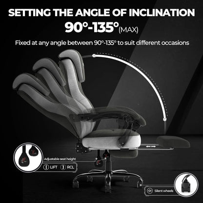 Ergonomic Office Chair with Adjustable Headrest and Footrest