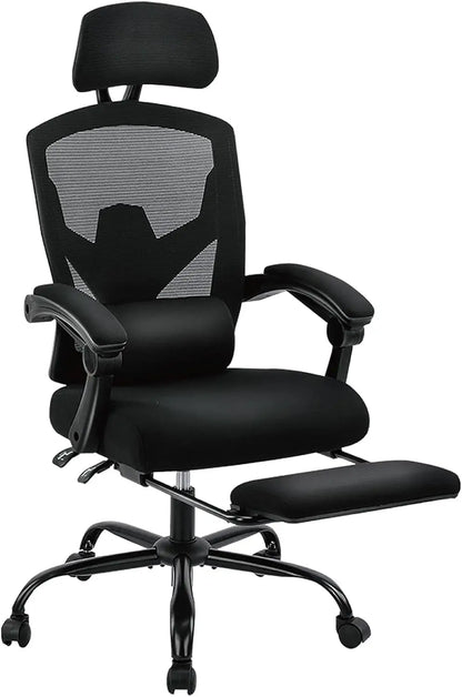 High-Back Mesh Rolling Swivel Reclining Chair with Wheels