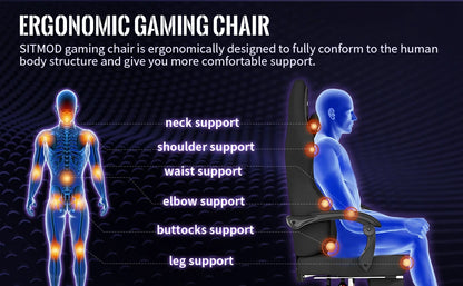 Gaming Chair, Computer Chair with Footrest and Lumbar Support