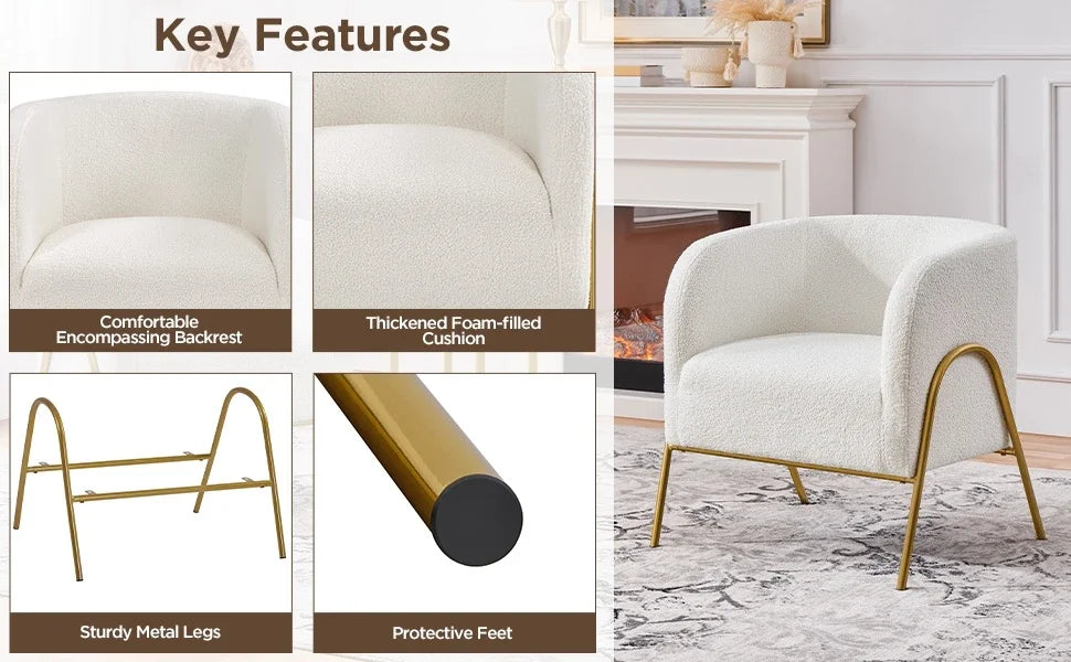 Fabric Vaniti Chairs with Gold Legs (2-piece set)