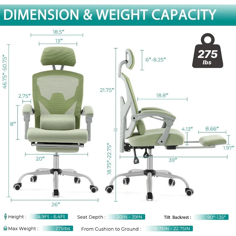 High-Back Mesh Rolling Swivel Reclining Chair with Wheels