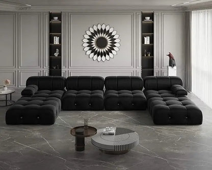 Modular Sectional Couch, U-Shaped Minimalist Velvet