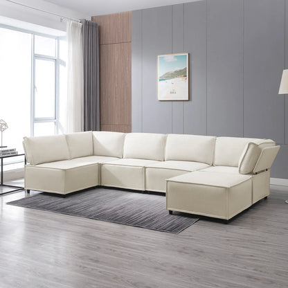 6-seat Modular Sectional Sofa with Reversible Ottoman