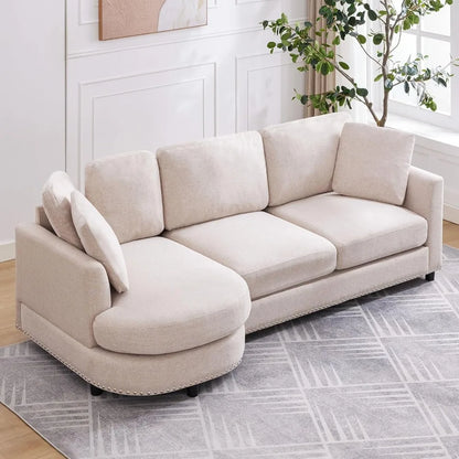 3-Seat Cloud  Minimalist Sofa, Linen Fabric