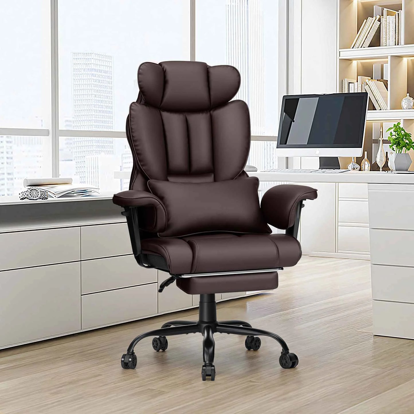 Ergonomic High-Back Office Chair with PU Leather