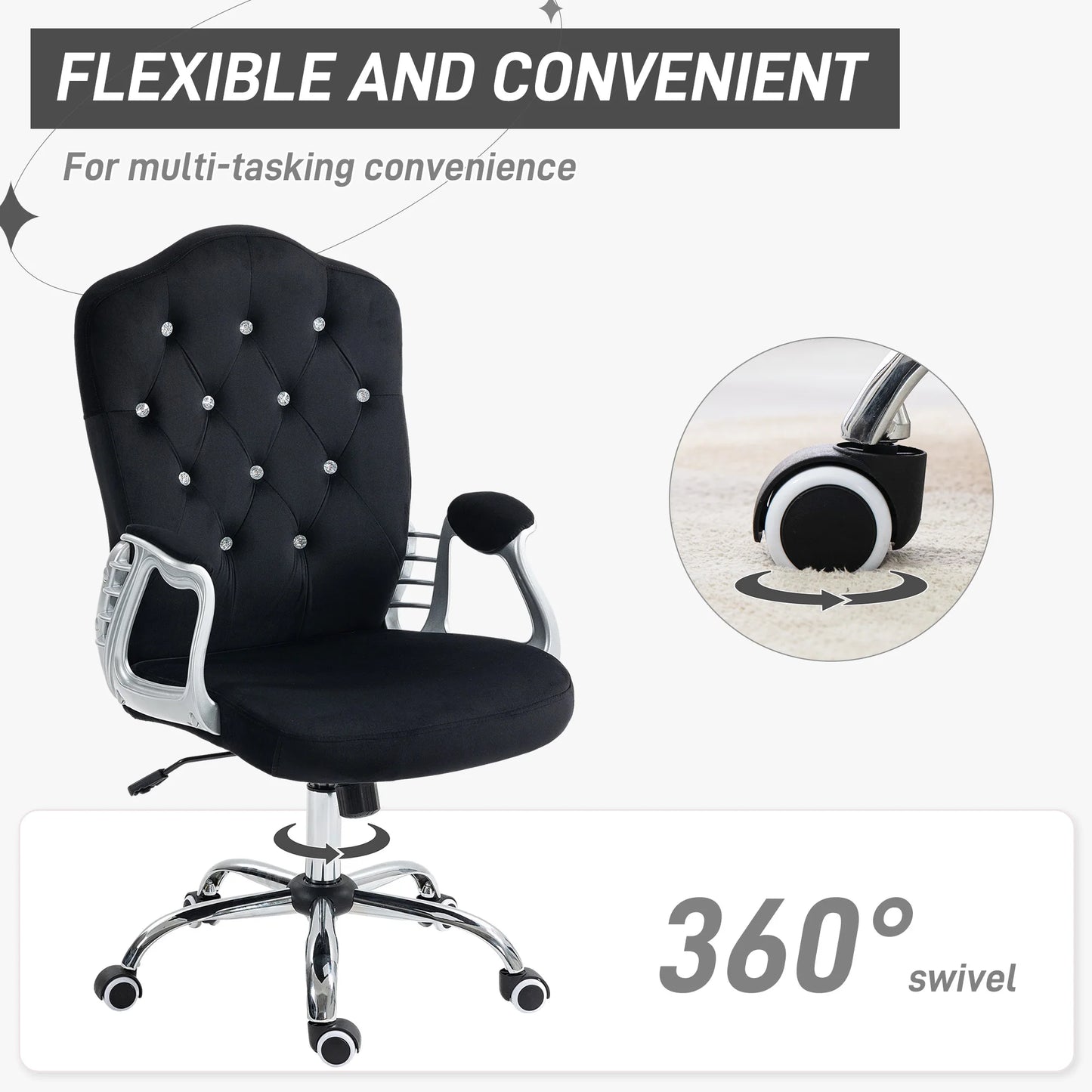 Vinsetto Home Office Chair with Adjustable Height Tilt Function Black