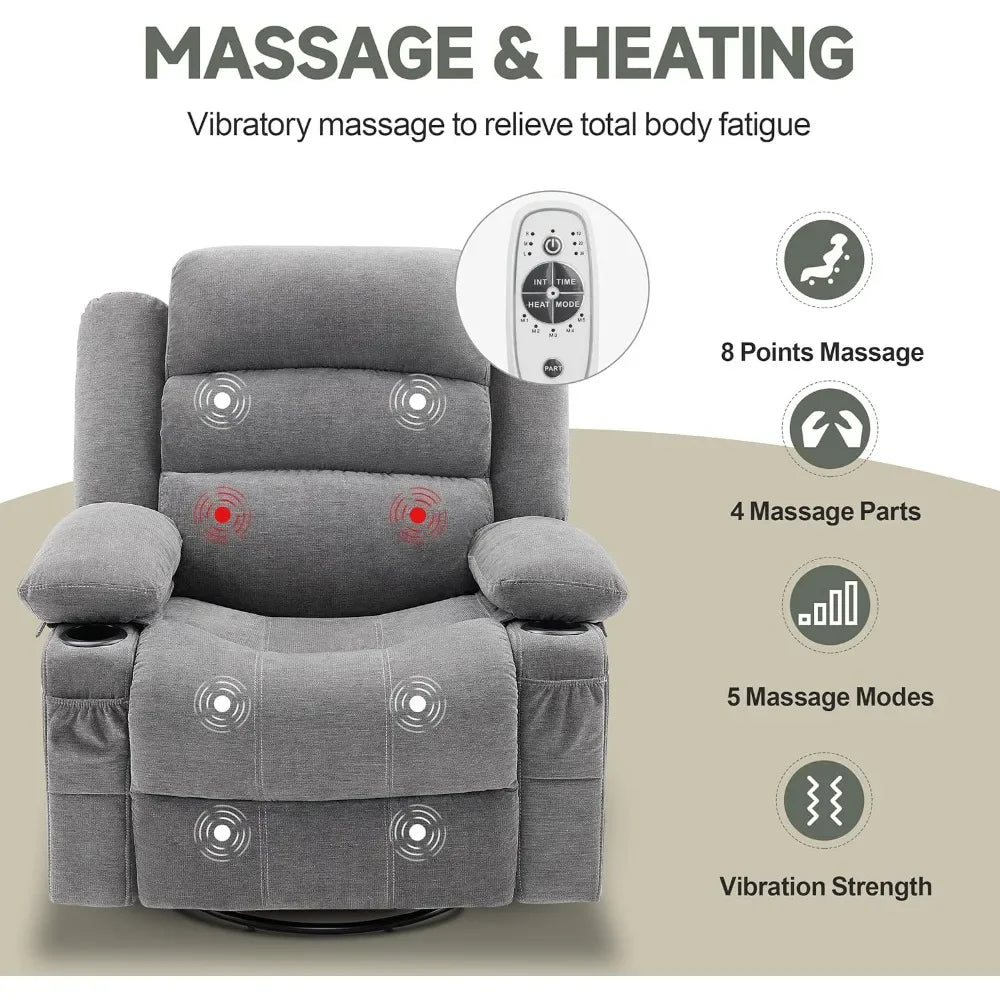 Rocker Recliner Chair with Heat and Massage