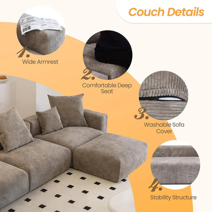 Corduroy Modular Sectional Couch