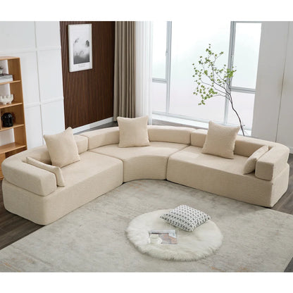 Modern 3 Piece Semicircular Modular Sofa, Boucle