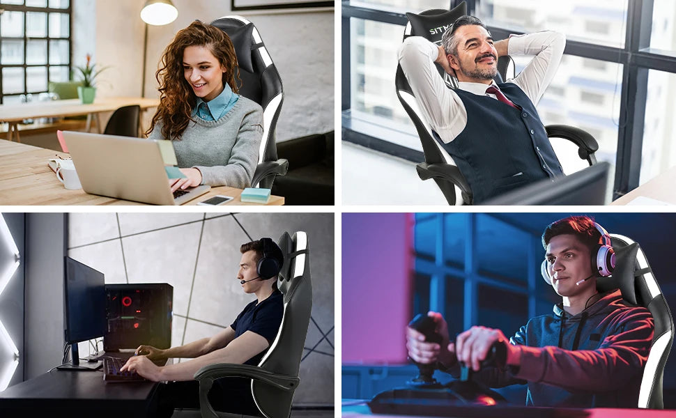 Gaming Chair, Computer Chair with Footrest and Lumbar Support