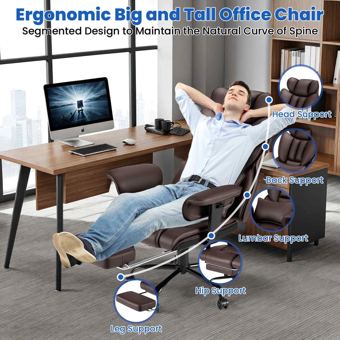 Ergonomic High-Back Office Chair with PU Leather