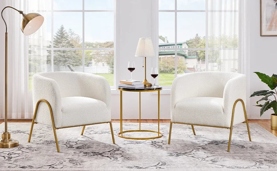 Fabric Vaniti Chairs with Gold Legs (2-piece set)