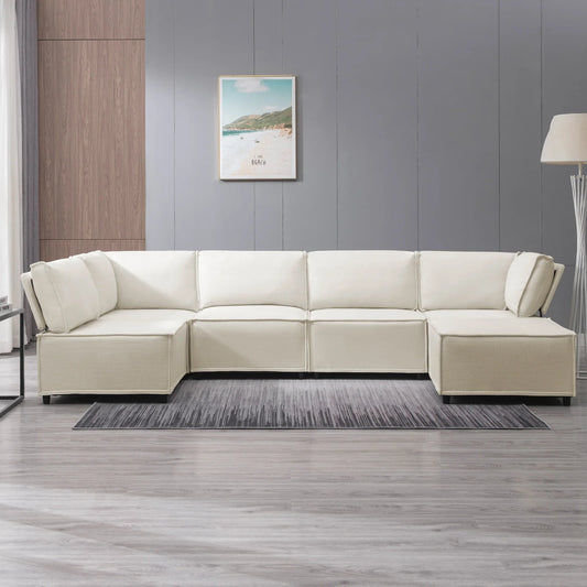 6-seat Modular Sectional Sofa with Reversible Ottoman