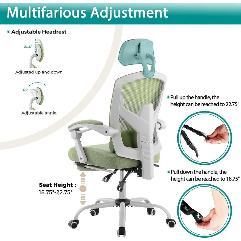 High-Back Mesh Rolling Swivel Reclining Chair with Wheels