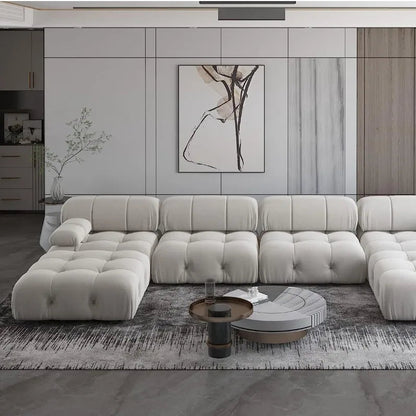 Modular Sectional Couch, U-Shaped Minimalist Velvet