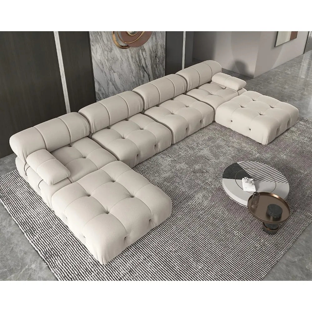 Modular Sectional Couch, U-Shaped Minimalist Velvet