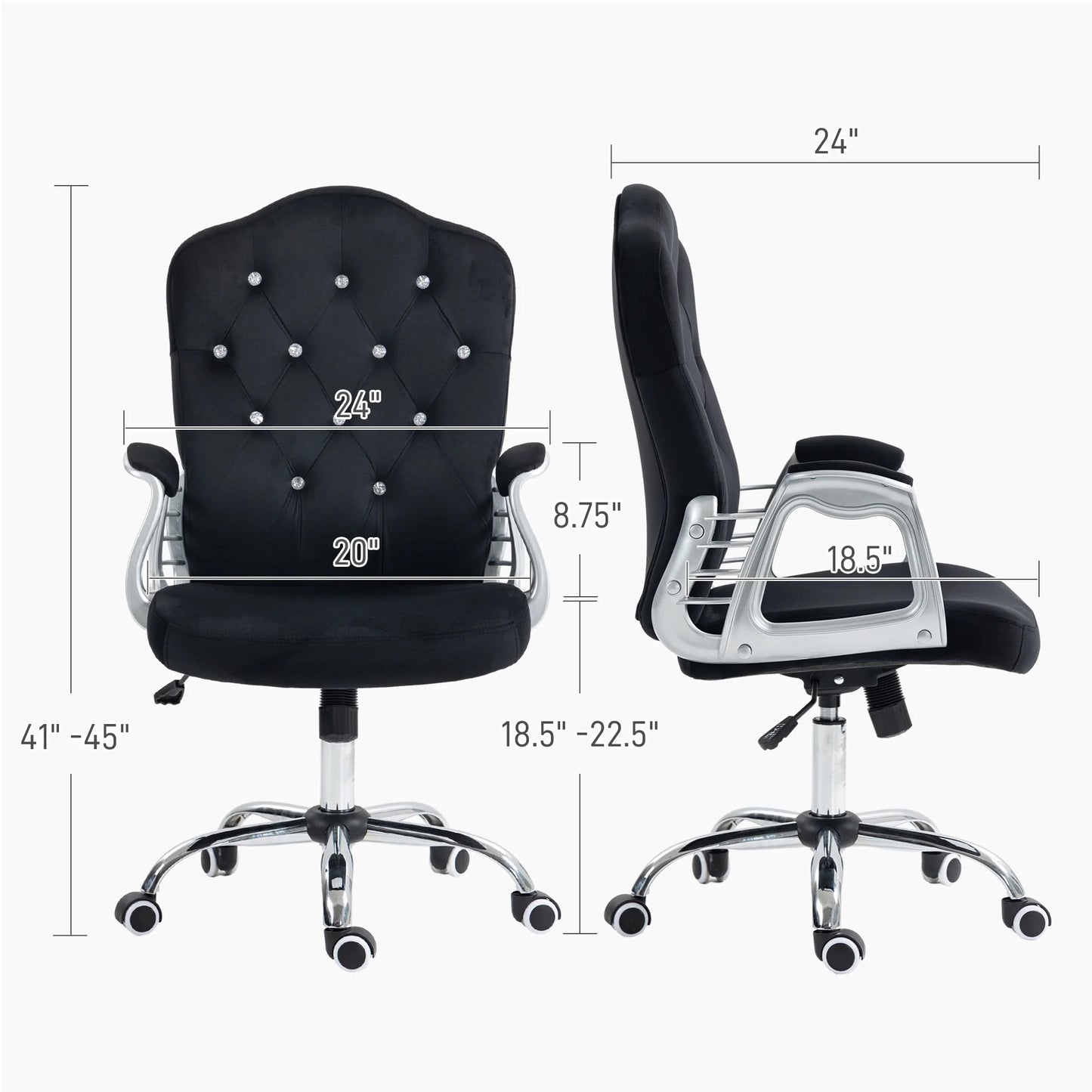 Vinsetto Home Office Chair with Adjustable Height Tilt Function Black