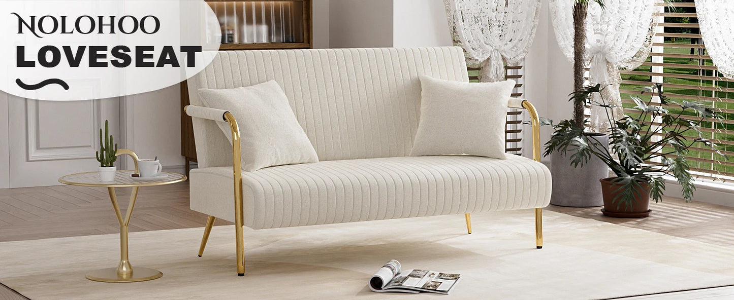 Velvet Loveseat Couch with Gold Legs