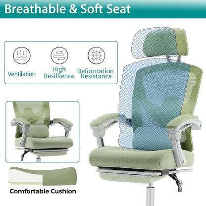 High-Back Mesh Rolling Swivel Reclining Chair with Wheels