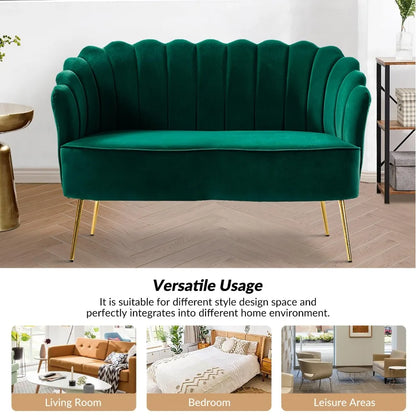 Velvet Loveseat Sofa with Flower Shaped Back