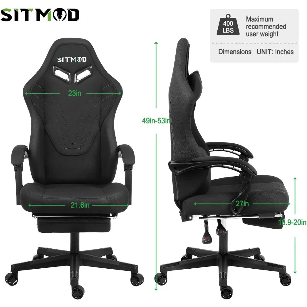 Gaming Chair, Computer Chair with Footrest and Lumbar Support