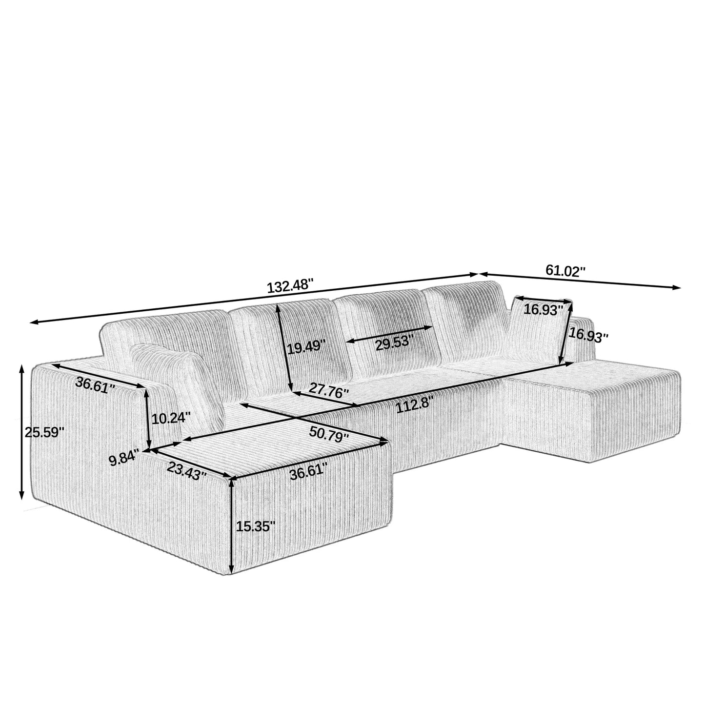 Modern U-Shaped Modular Living Room Sofa