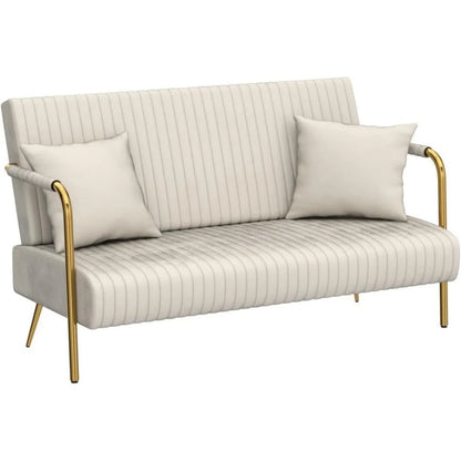 Velvet Loveseat Couch with Gold Legs