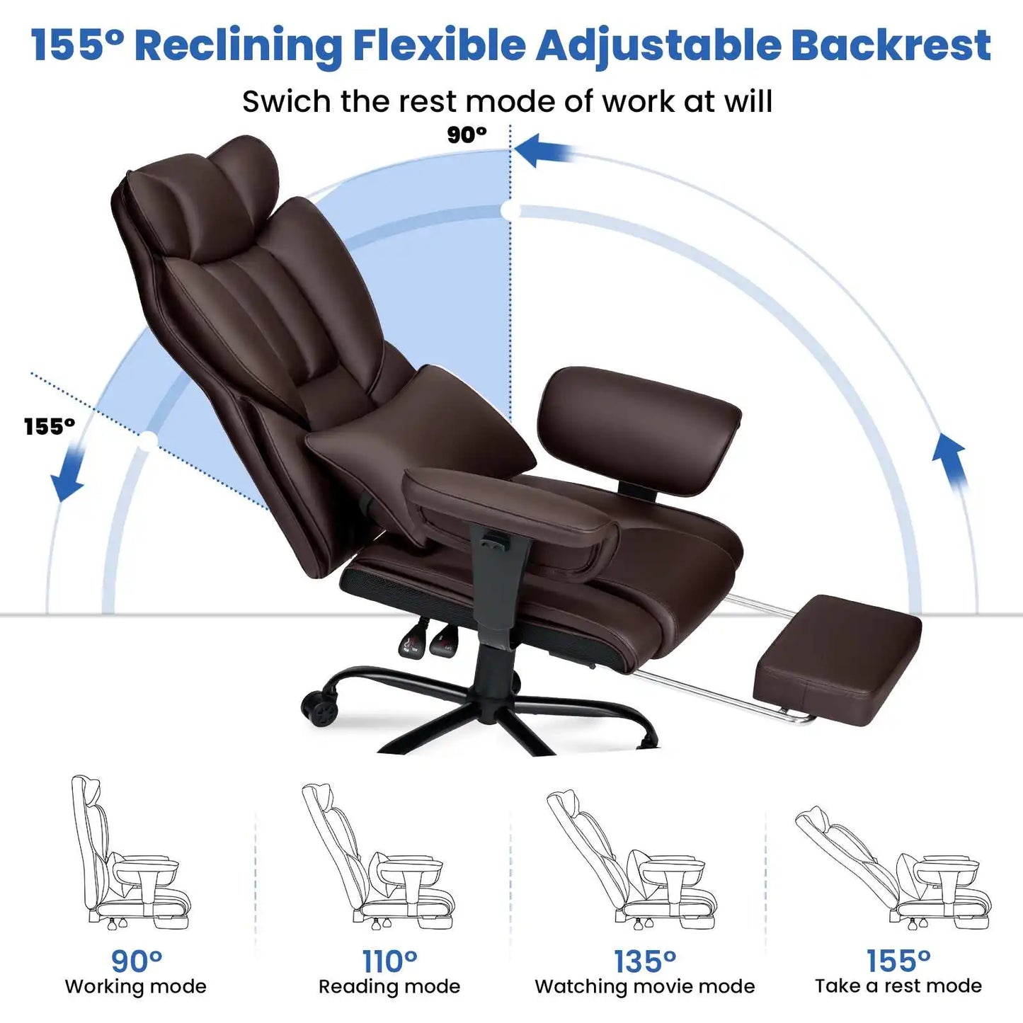 Ergonomic High-Back Office Chair with PU Leather