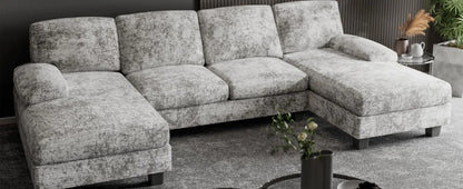 Convertible Sectional Sofa Couch, 4 Seat Sofa Set for Living Room