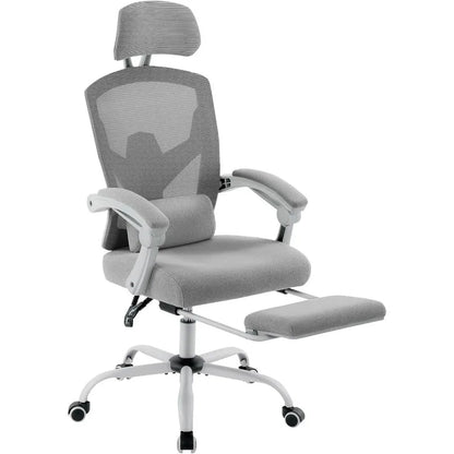 High-Back Mesh Rolling Swivel Reclining Chair with Wheels