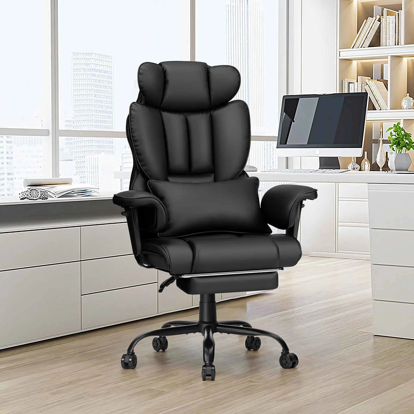 Ergonomic High-Back Office Chair with PU Leather