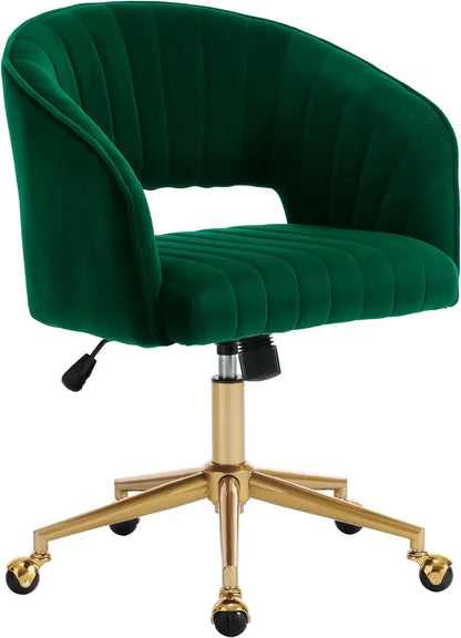 Home Office Chair Swivel Velvet Desk Chair Accent with Gold Base