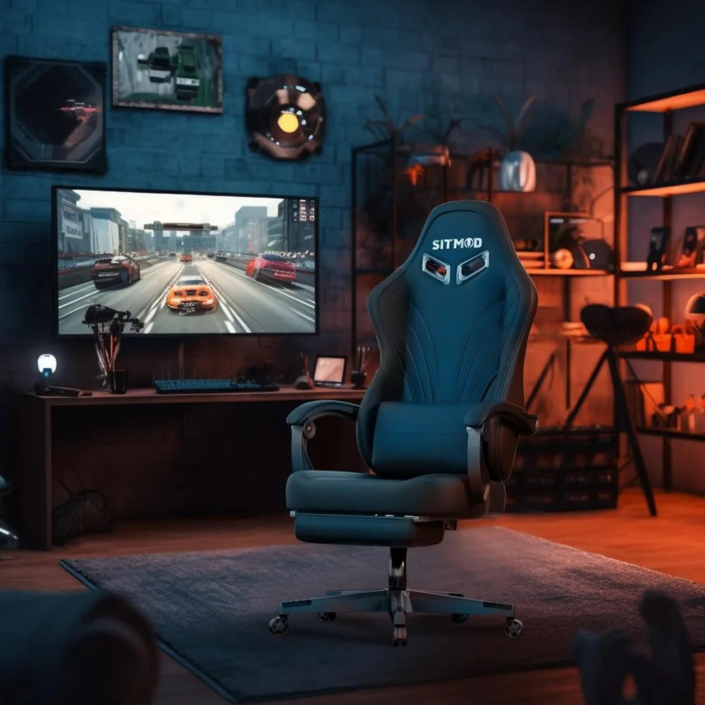 Gaming Chair, Computer Chair with Footrest and Lumbar Support