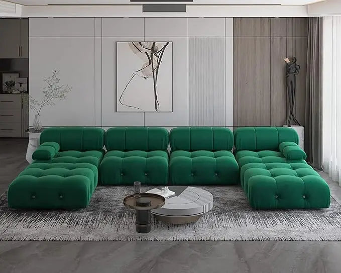 Modular Sectional Couch, U-Shaped Minimalist Velvet